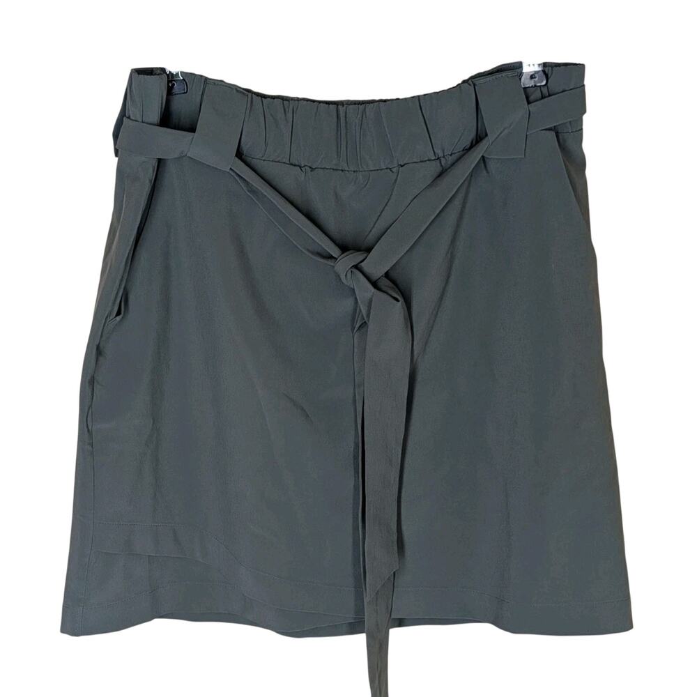 Athleta Skort Shorts Womens S Skyline Paper Bag Tie Elastic Waist Olive Green